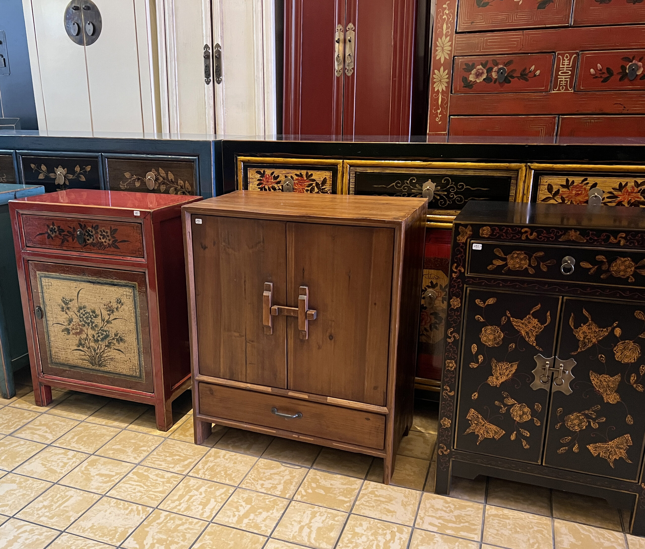 Chinese End Cabinet Natural Wood - Image 2