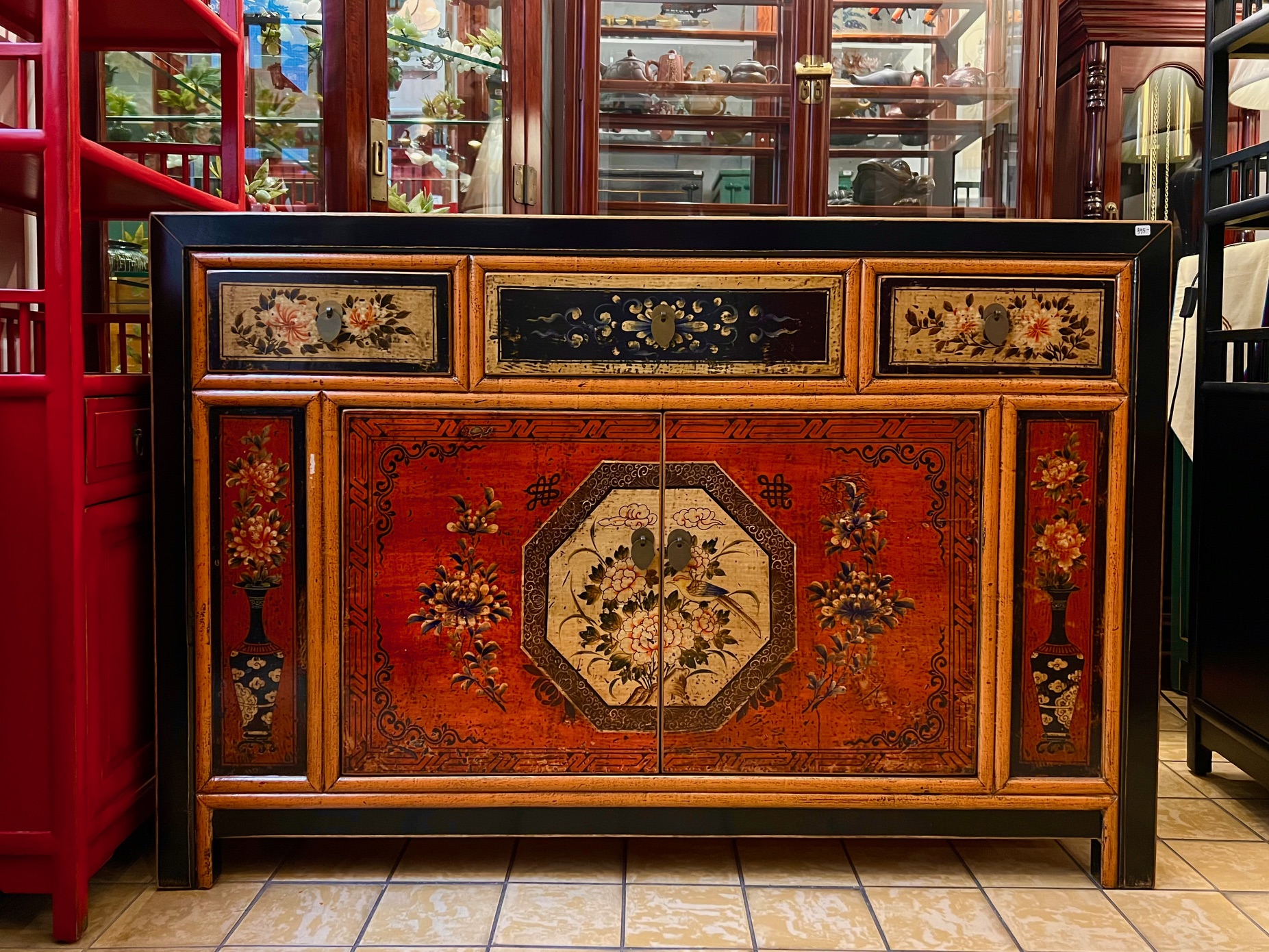 Chinese Buffet Cabinet Black Painted - Image 3