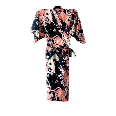 Japanese Yukata Dragon and Phoenix Black