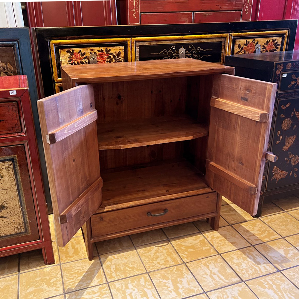 Chinese End Cabinet Natural Wood - Image 3