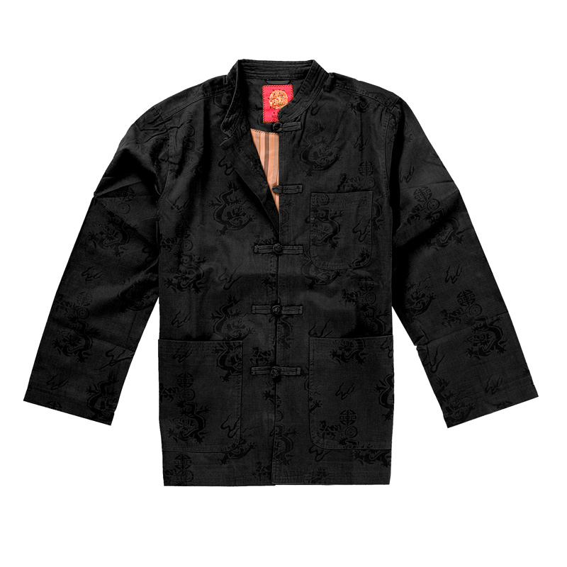 Chinese Men's Jacket Denim Black - TAHWA EN