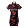 Chinese jurk kort zwart rood blossom