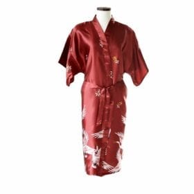Chinese kimono kraanvogel lang rood