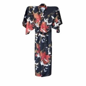 Japanse Yukata Kimono Kraanvogel Zwart 2