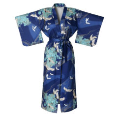 Japanese Yukata Long Crane Cobalt