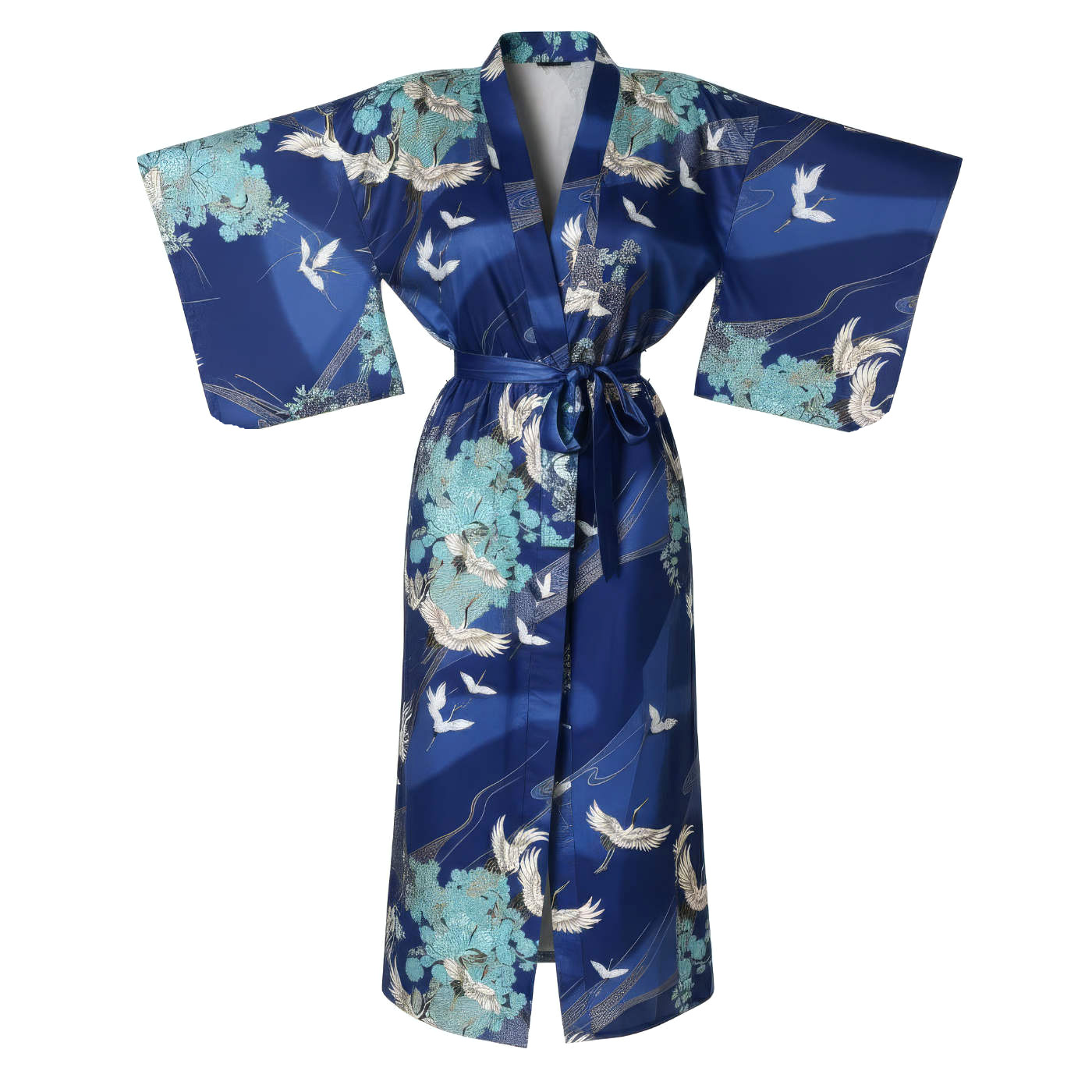 Japanese Yukata Long Crane Cobalt