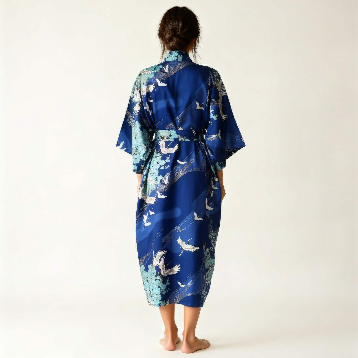 Japanese Yukata Long Crane Cobalt - Image 3