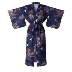 Japanese Yukata Long Crane Blue