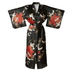 Japanese Yukata Kimono Crane Black