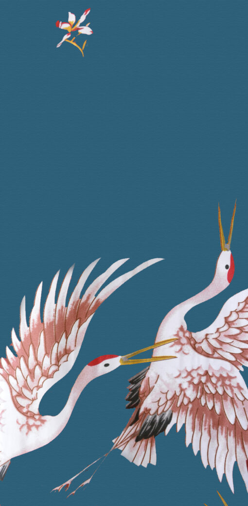 Chinese Kimono Kraanvogels Blauw Detail