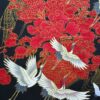 Japanse Yukata Kimono Kraanvogel Zwart detail 2