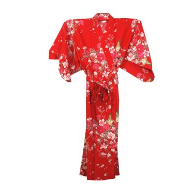 Japanse kimono yukata rood met bloemen