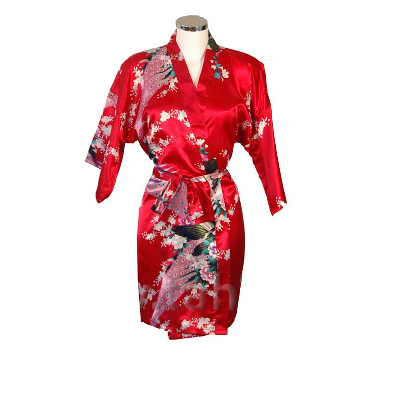 Korte Kimono Pauw rood