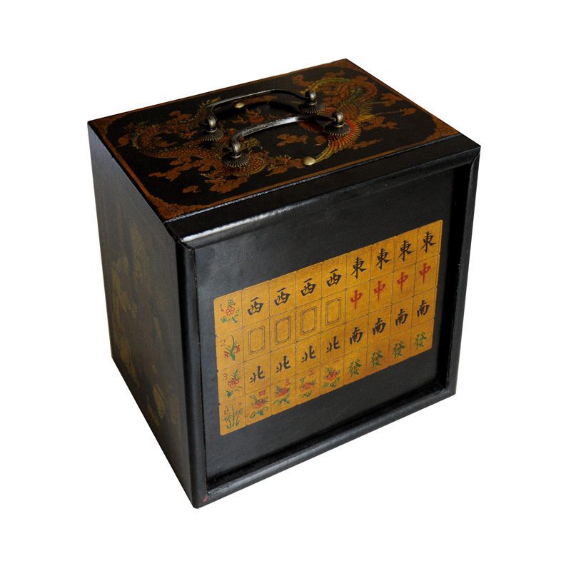 Mahjong houten kistje zwart S
