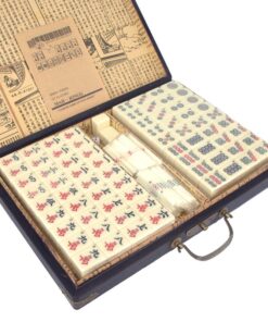 Mahjong in zwarte houten koffer M B