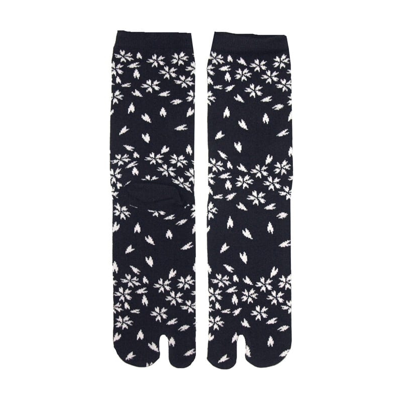 Tabi sokken zwart blossom detail